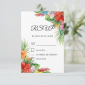 Tropical Palm Blätter RSVP Card | Sommerziel Begleitkarte (Stehend Vorderseite)
