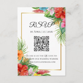 Tropical Palm Blätter RSVP Card | Sommerziel Begleitkarte