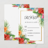 Tropical Palm Blätter RSVP Card | Sommerziel Begleitkarte (Vorne/Hinten)