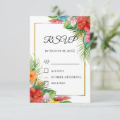 Tropical Palm Blätter RSVP Card | Sommerziel Begleitkarte (Stehend Vorderseite)