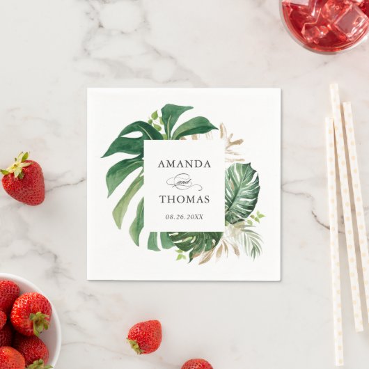 Tropical Palm Blätter Rustikale Hochzeit Serviette (Beispiel)