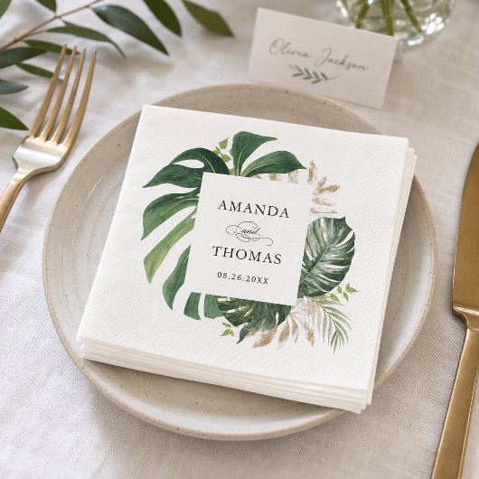 Tropical Palm Blätter Rustikale Hochzeit Serviette