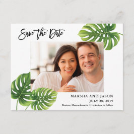 Tropical Palm Blätter Save the Date Karte