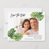 Tropical Palm Blätter Save the Date Karte (Vorderseite)