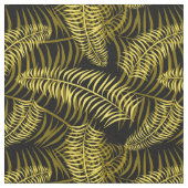Tropical Palm Blätter Schwarz-Gelb Muster Stoff (Nahaufnahme)