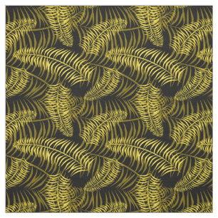 Tropical Palm Blätter Schwarz-Gelb Muster Stoff