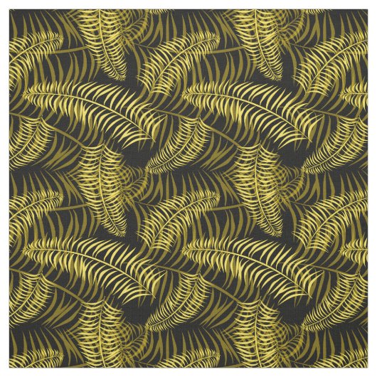 Tropical Palm Blätter Schwarz-Gelb Muster Stoff (Muster)