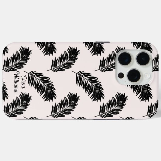Tropical Palm Blätter Schwarz-weiß Case-Mate iPhone Hülle (Rückseite (Horizontal))