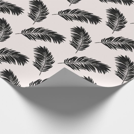 Tropical Palm Blätter Schwarz-weiß Geschenkpapier (Ecke)