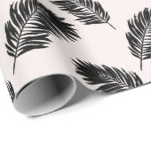 Tropical Palm Blätter Schwarz-weiß Geschenkpapier (Rolleneckpunkt)