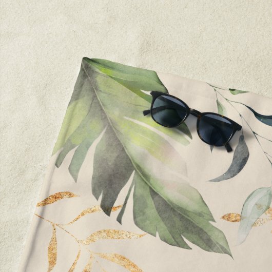 Tropical Palm Blätter Script Botanical Custom Strandtuch (Beispiel)
