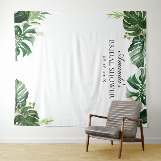 Tropical Palm Blätter Sommer Brautparty Hintergrun Wandteppich (Beispiel (Horizontal))