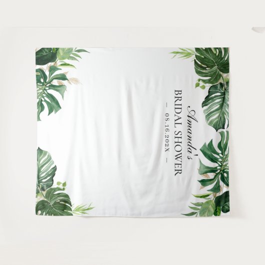 Tropical Palm Blätter Sommer Brautparty Hintergrun Wandteppich (Vorderseite (Horizontal))