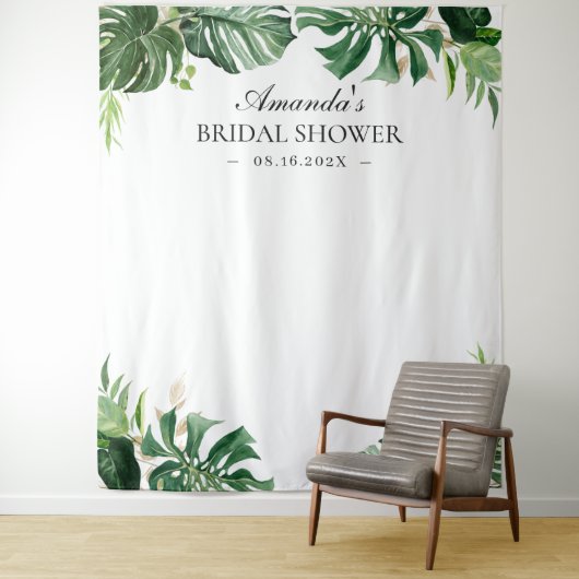 Tropical Palm Blätter Sommer Brautparty Hintergrun Wandteppich (Beispiel)