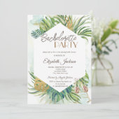 Tropical Palm Blätter Summer Bachelorette Einladung (Stehend Vorderseite)