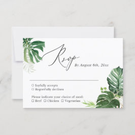 Tropical Palm Blätter Summer Greenerity Wedding RSVP Karte