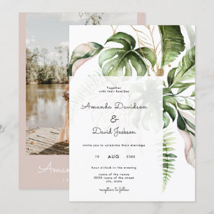 Tropical Palm Blätter Summer Modern Wedding Einladung