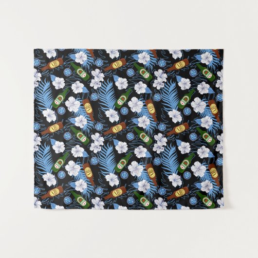 Tropical Palm Blätter und Bierflaschen Beach Bar Wandteppich (Vorderseite (Horizontal))