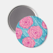 Tropical Palm Blätter und Blume Magnet (Vorderseite/Rückseite)