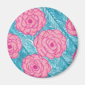 Tropical Palm Blätter und Blume Magnet (Vorne)