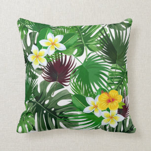 Tropical Palm Blätter und Blume Muster Kissen
