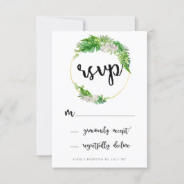 Tropical Palm Blätter und Grünkranz RSVP Karte