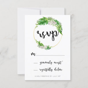 Tropical Palm Blätter und Grünkranz RSVP Karte