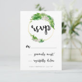 Tropical Palm Blätter und Grünkranz RSVP Karte (Stehend Vorderseite)