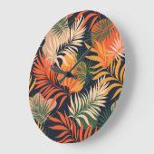 Tropical Palm Blätter: Vintag nahtlos Große Wanduhr (Winkel)