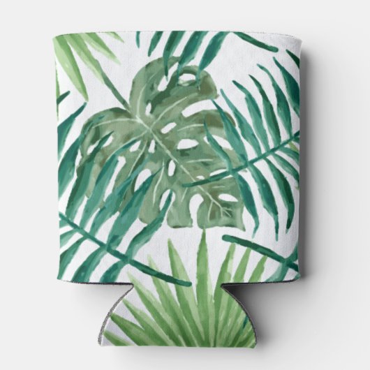 Tropical Palm Blätter Wasserfarbe Dosenkühler (Rückseite)