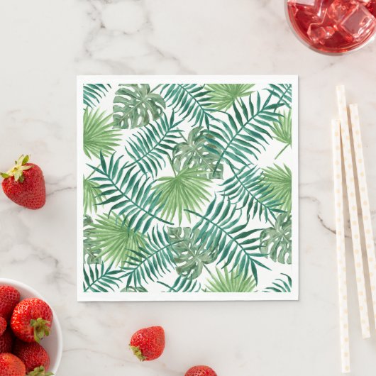 Tropical Palm Blätter Wasserfarbe Serviette (Beispiel)