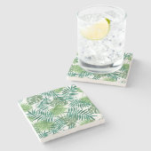 Tropical Palm Blätter Wasserfarbe Steinuntersetzer (Seitenansicht)