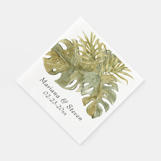 Tropical Palm Blätter Wedding Serviette (Ecke)