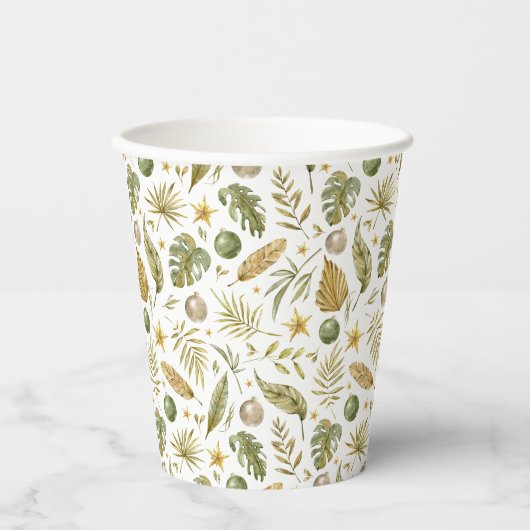 Tropical Palm Blätter Weihnachten Pappbecher (Vorderseite)