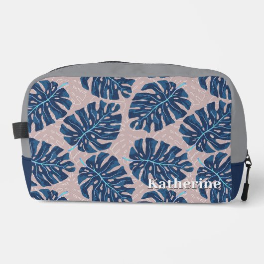 Tropical Palm Blue Gray Waschbeutel (Vorderseite)