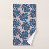 Tropical Palm Blue Grey Badhandtuch Set (Handtuch)