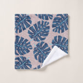 Tropical Palm Blue Grey Badhandtuch Set (Waschlappen)