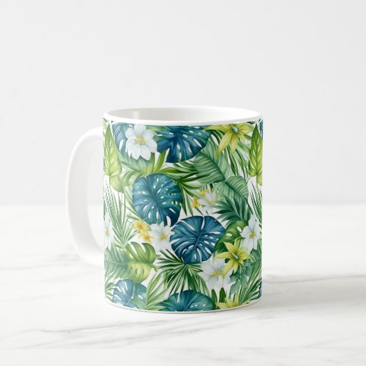 Tropical Palm Blume Kaffee Tasse (Vorderseite Links)