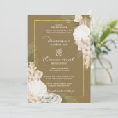 Tropical Palm Boho White Floral Wedding Einladung (Stehend Vorderseite)