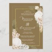 Tropical Palm Boho White Floral Wedding Einladung (Vorne/Hinten)