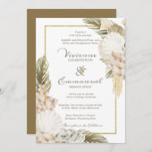 Tropical Palm Boho White Floral Wedding Einladung (Vorne/Hinten)