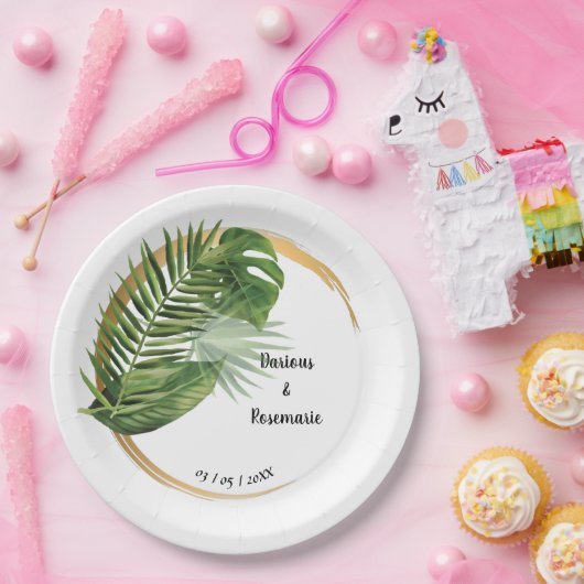 Tropical Palm Bridal Hochzeitsempfang Pappteller (Party)