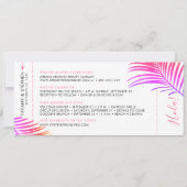 Tropical Palm Bright Boarding Pass Rett Date Card Ankündigung (Rückseite)