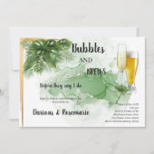 Tropical Palm Bubble & Brews Paare Dusche Einladung (Vorderseite)