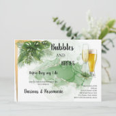 Tropical Palm Bubble & Brews Paare Dusche Einladung (Stehend Vorderseite)