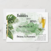 Tropical Palm Bubble & Brews Paare Dusche Invit Einladung (Vorderseite)