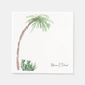 Tropical Palm Cactus Wedding Script Names Cocktail Serviette (Vorderseite)