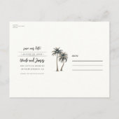 Tropical Palm Coastal Wedding Foto Save the Date Ankündigungspostkarte (Rückseite)