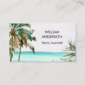 Tropical Palm Coconut Tree Blätter Blue Beach Visitenkarte (Vorderseite)