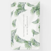 Tropical Palm Couple Names Wedding Banner (Vertikal)